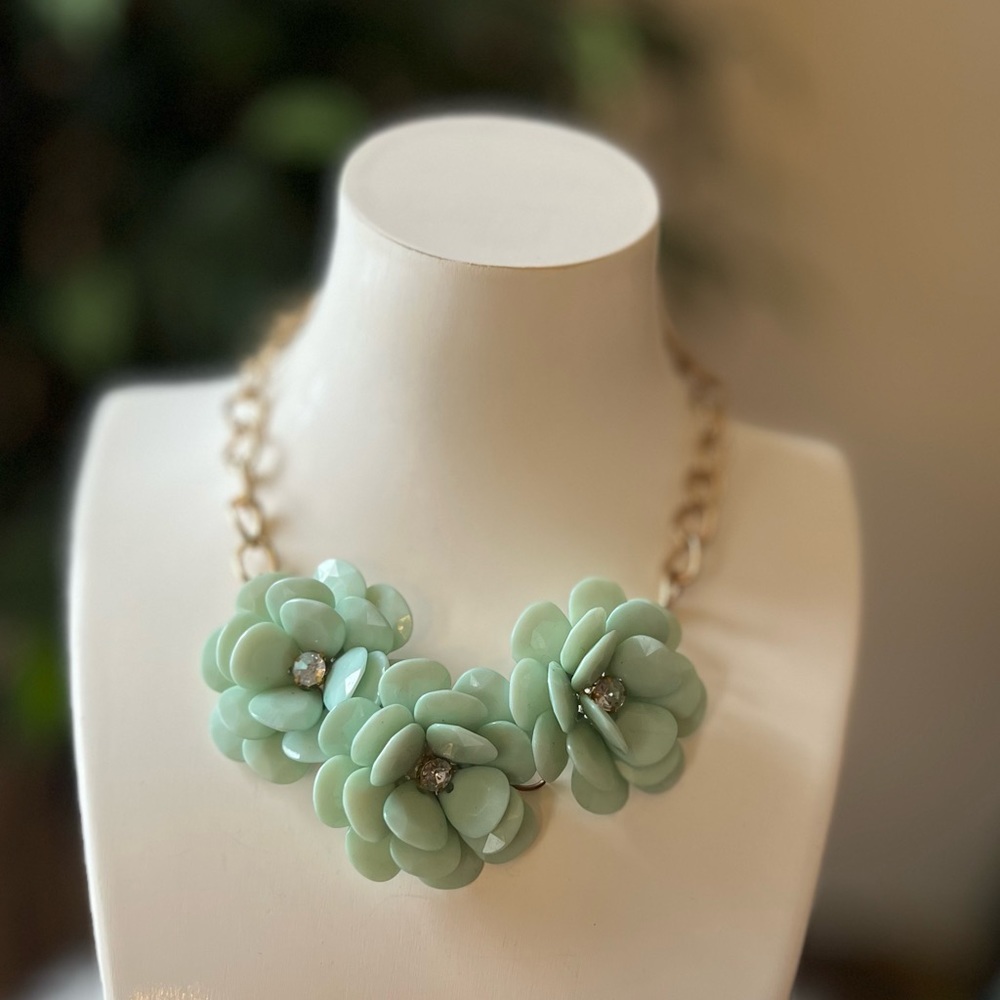Mint Floral Statement Necklace - image 5